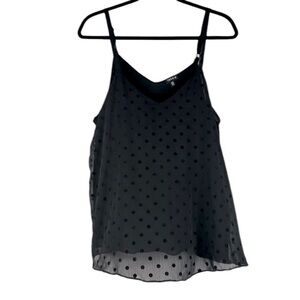 Torrid Black Velvet Polka Dot Spaghetti Strap Camisole Tank Top Size Medium